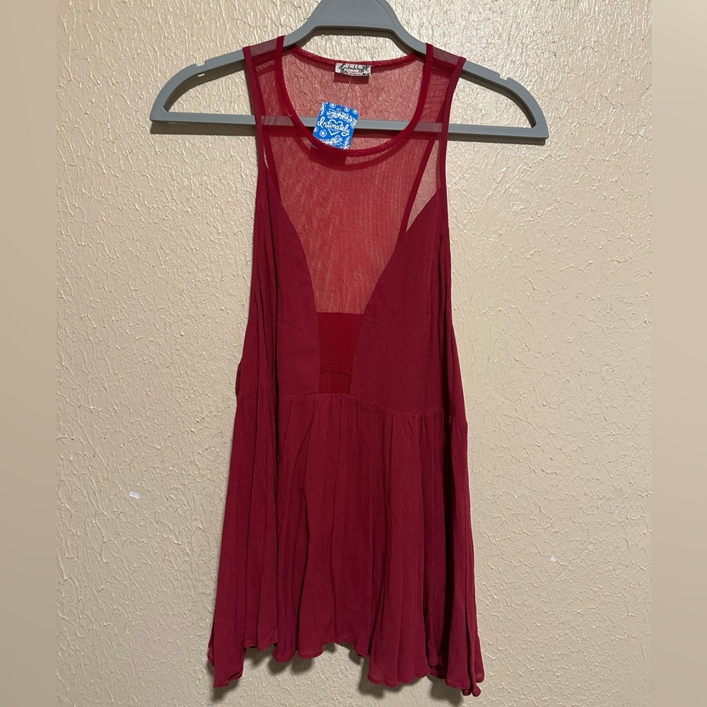 Free People Black Marble Tank‎ Raspberry Size Small - Picture 2 of 9